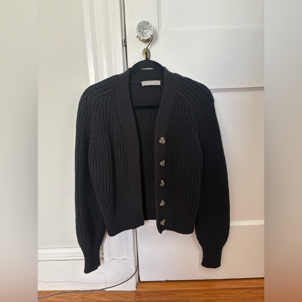 Everlane black cropped cotton cardigan Size XS